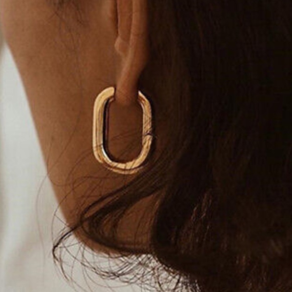 18k Yellow Gold Plated Hoop Earrings Pretty Women Anniversary J A Pair/set